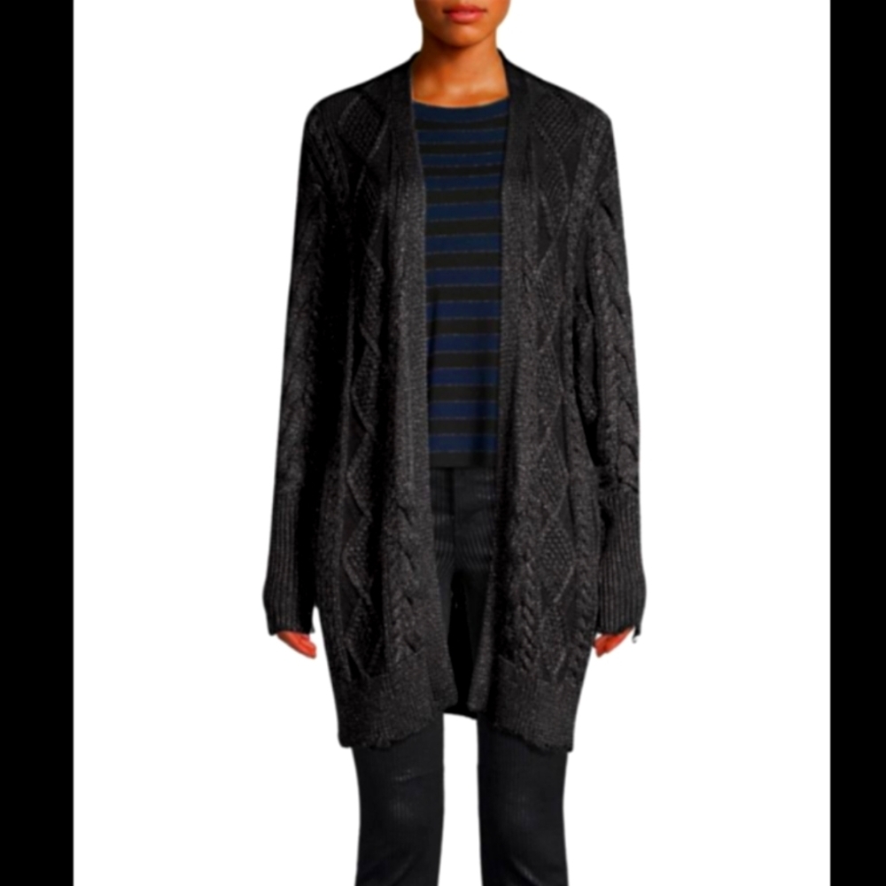 RtA Serge Metallic Cable Knit Cardigan Gretta Luxe